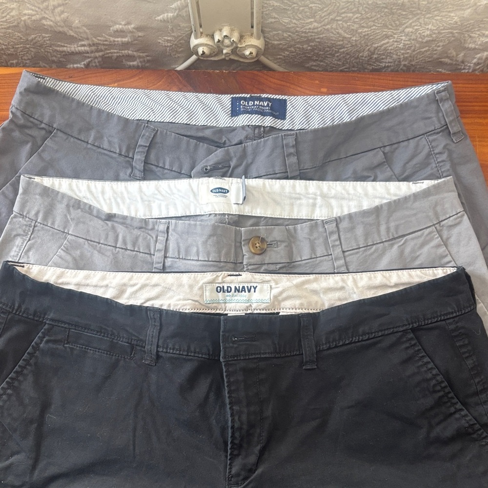 Old Navy Gray and Black Women's Shorts Trio size 10,12,14